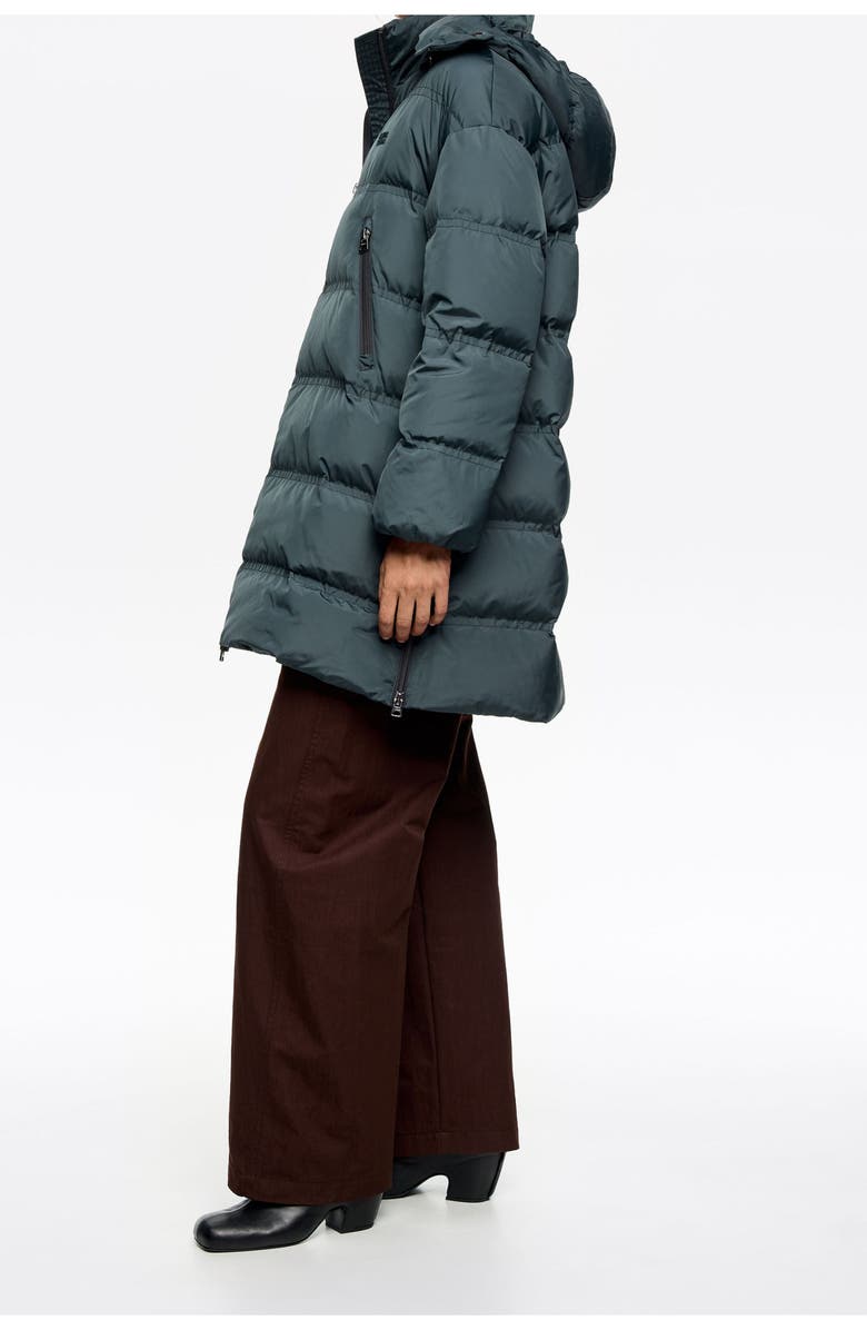 Bimba y Lola A-Line Down Jacket With Detachable Hood, Alternate, color, Petrol Blue