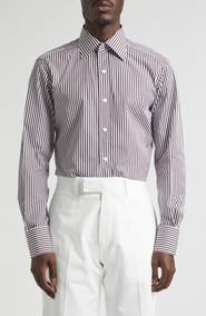 TOM FORD Slim Fit Ladder Stripe Button-Up Shirt