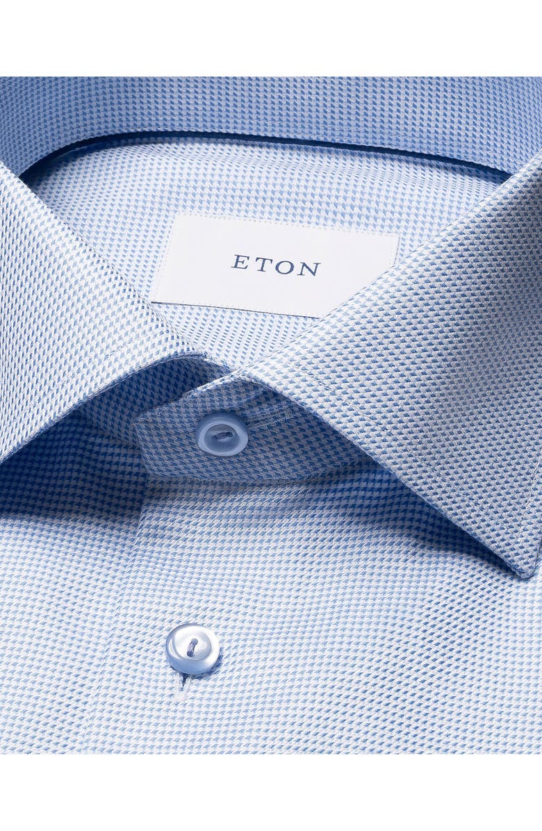 Eton Contemporary Fit Houndstooth Twill Dress Shirt, Alternate, color, Light Blue