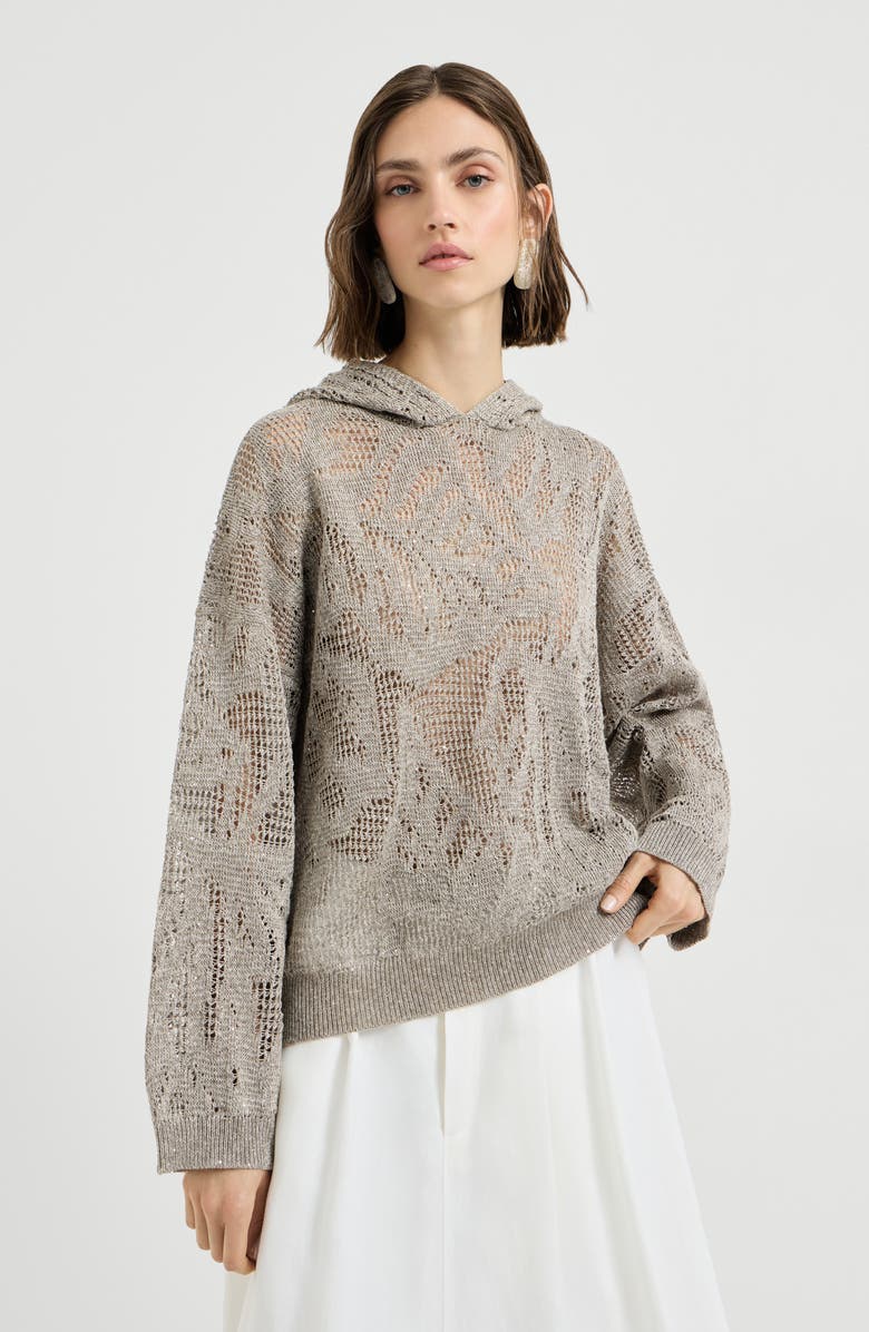 Brunello Cucinelli Dazzling water lilies sweater, Main, color, Mud