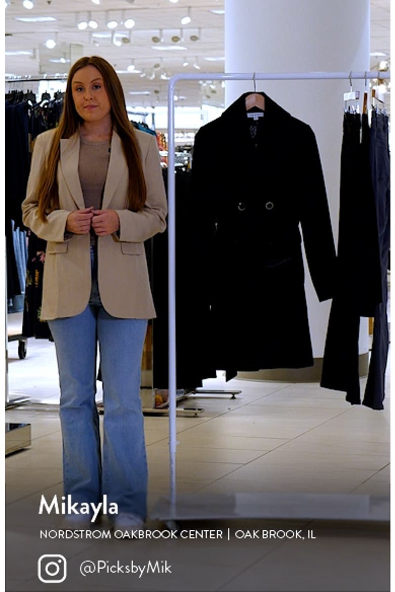 Belted Faux Leather Trim Wool Blend Coat video