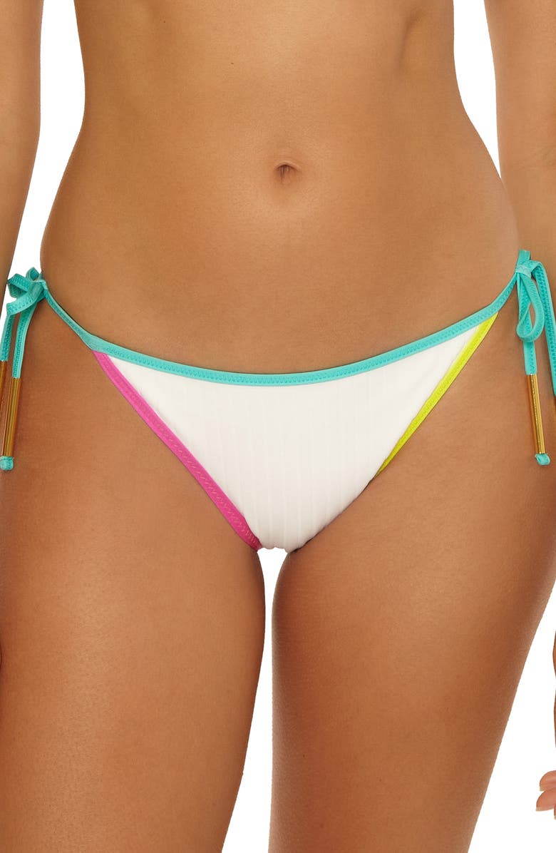 Trina Turk Maori Side Tie Bikini Bottoms, Main, color, White/ Mul