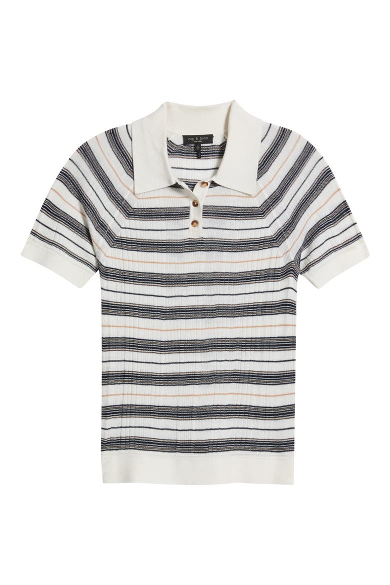 Teresa Stripe Silk Blend Polo, Alternate, color, IVORY MULTI