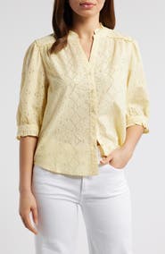 Wit & Wisdom Embroidered Eyelet Button-Up Shirt