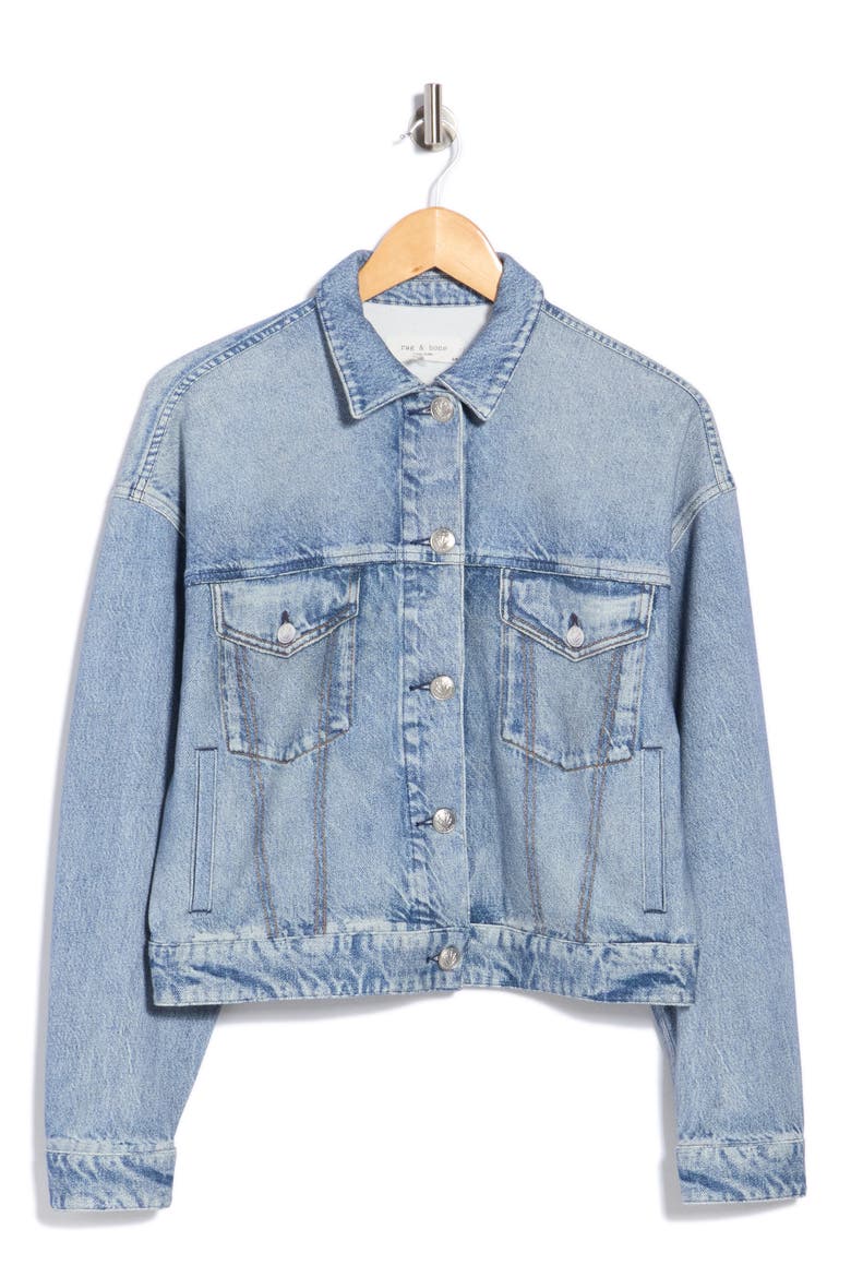 rb Miramar Trompe l'Oeil Faux Denim Terry Trucker Jacket, Alternate, color, RAILY
