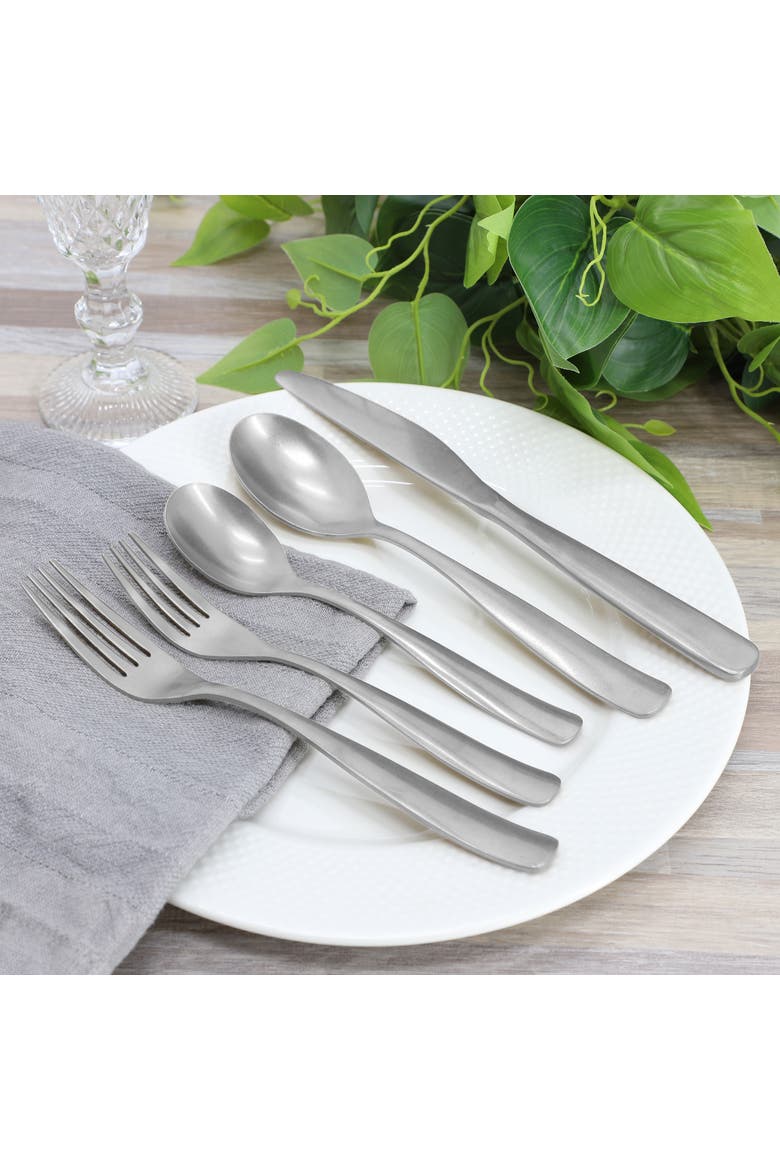 Hulton 20 Piece Stainless Steel Flatware Set, Alternate, color, Metallic Silver