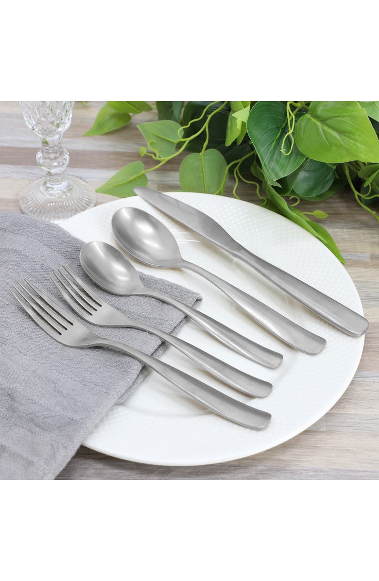 Gibson Home Hulton 20 Piece Stainless Steel Flatware Set, Alternate, color, Metallic Silver