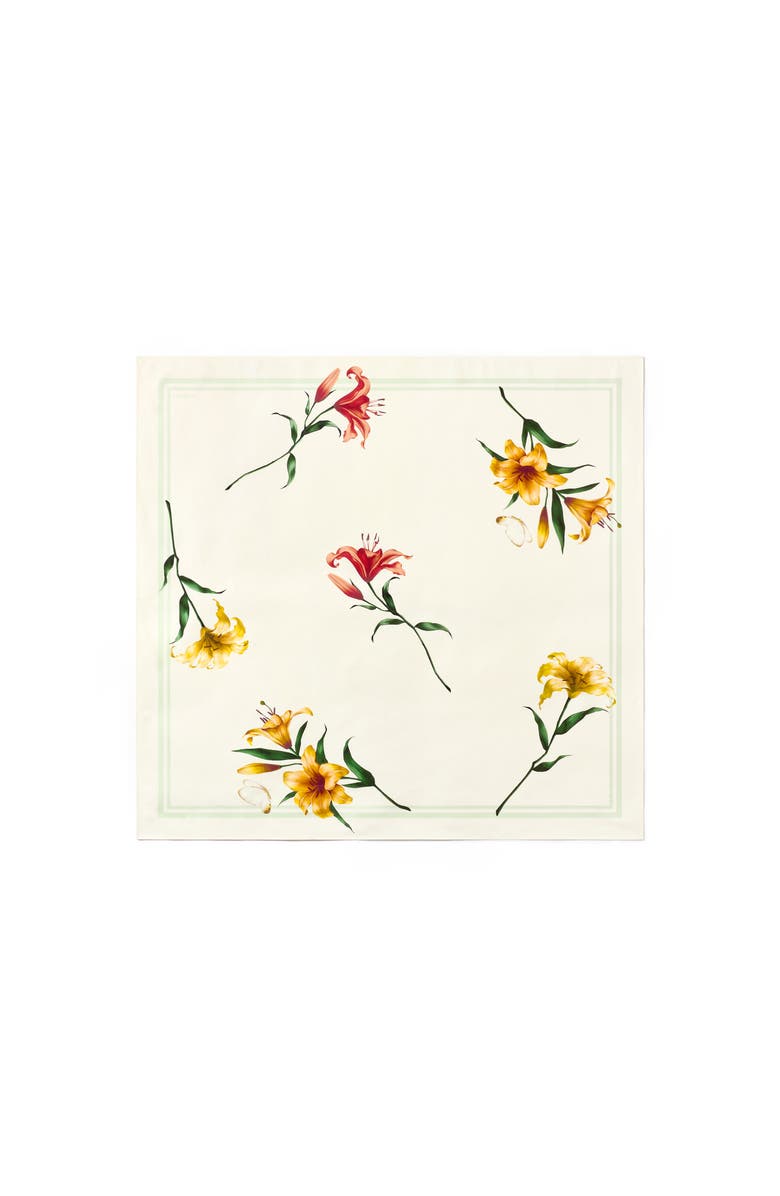Lilysilk Lily Print Silk Scarf, Alternate, color, Lily White