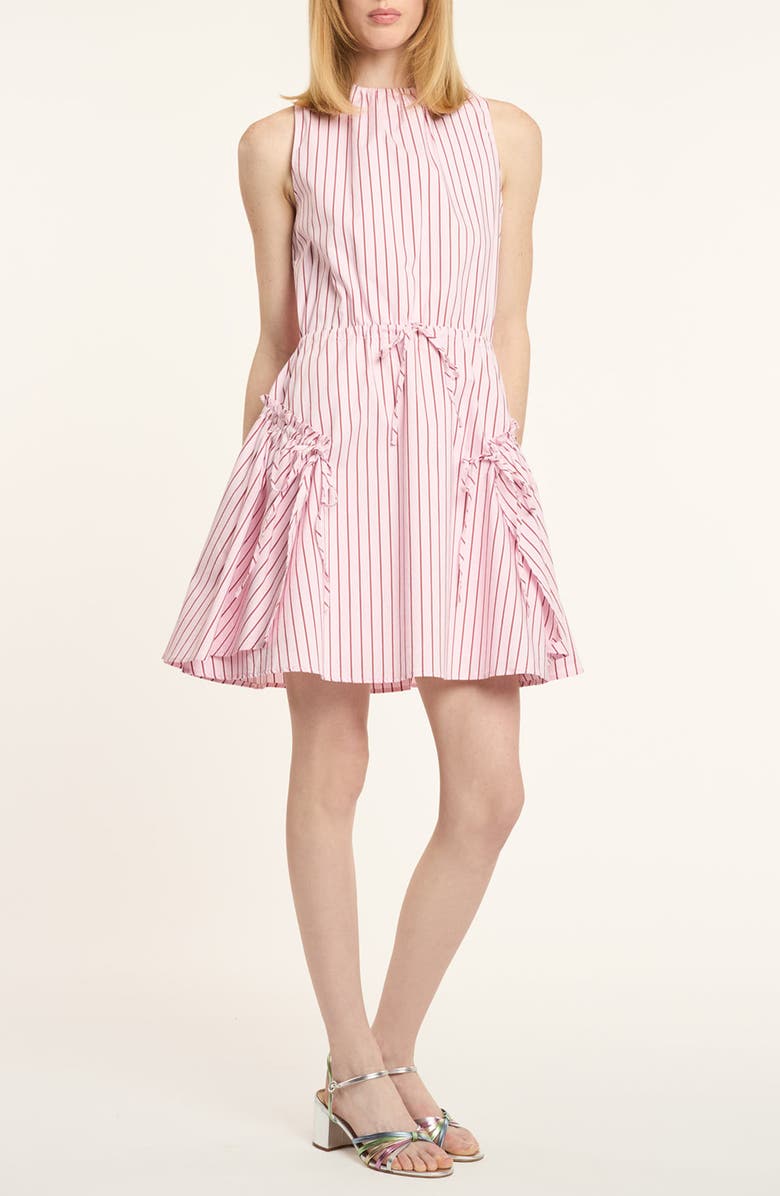 Cinq à Sept Leylani Rose Stripe Cotton Blend Dress, Main, color, Cotton Candy/ Crimson Plum