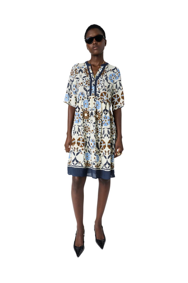 Romaine Printed Tunic Dress, Main, color, Ecru
