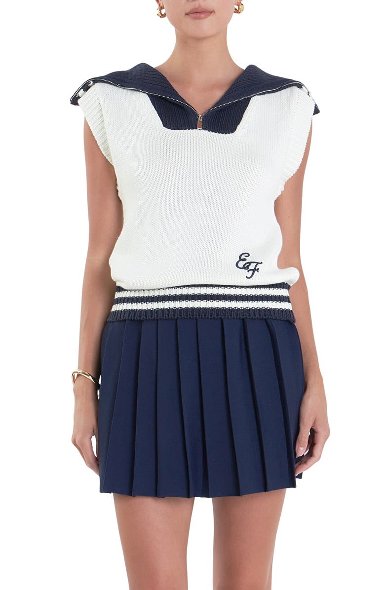 English Factory Sports Club Contrast Collar Half Zip Sweater, Main, color,