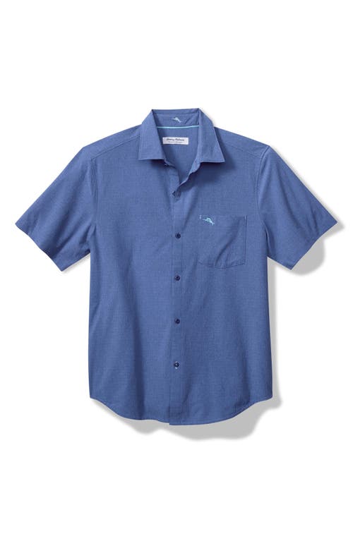 Tommy Bahama Bahama Coast Sandypoint Solid Islandzone® Short Sleeve Button-up Shirt In Classic Blue