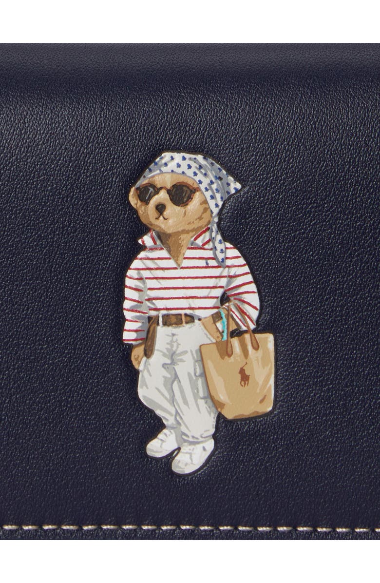 Polo Ralph Lauren Polo Bear Leather Bifold Card Case, Alternate, color, Newport Navy