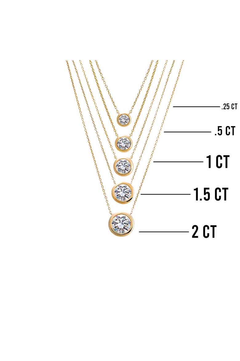 Lab Grown Diamond Solitaire Bezel Necklace 14K, Alternate, color, 14K Gold - 2 Carat