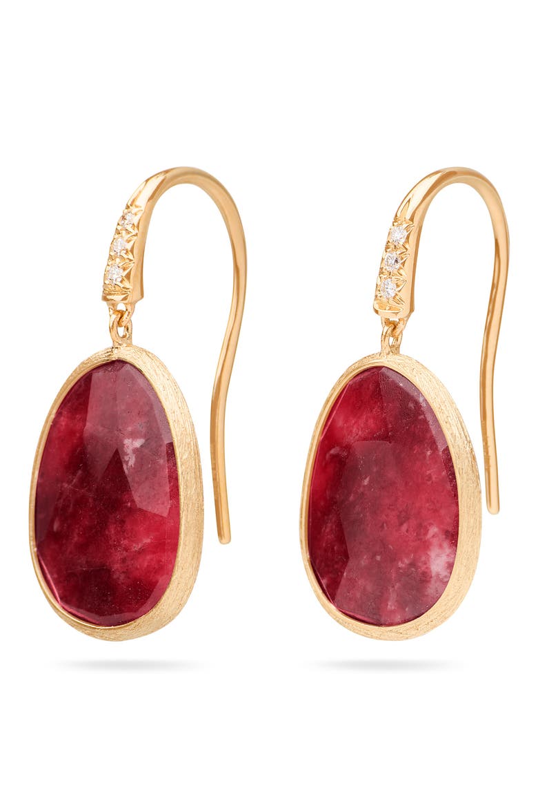 Lunaria Charoite & Diamond Drop Earrings, Main, color, GOLD/THULITE
