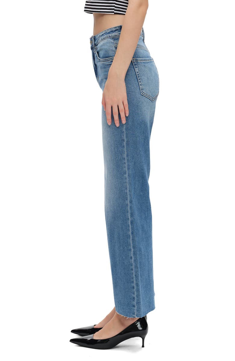 Bayeas Raw Hem Mid Rise Wide Leg Jeans, Alternate, color, Medium Blue
