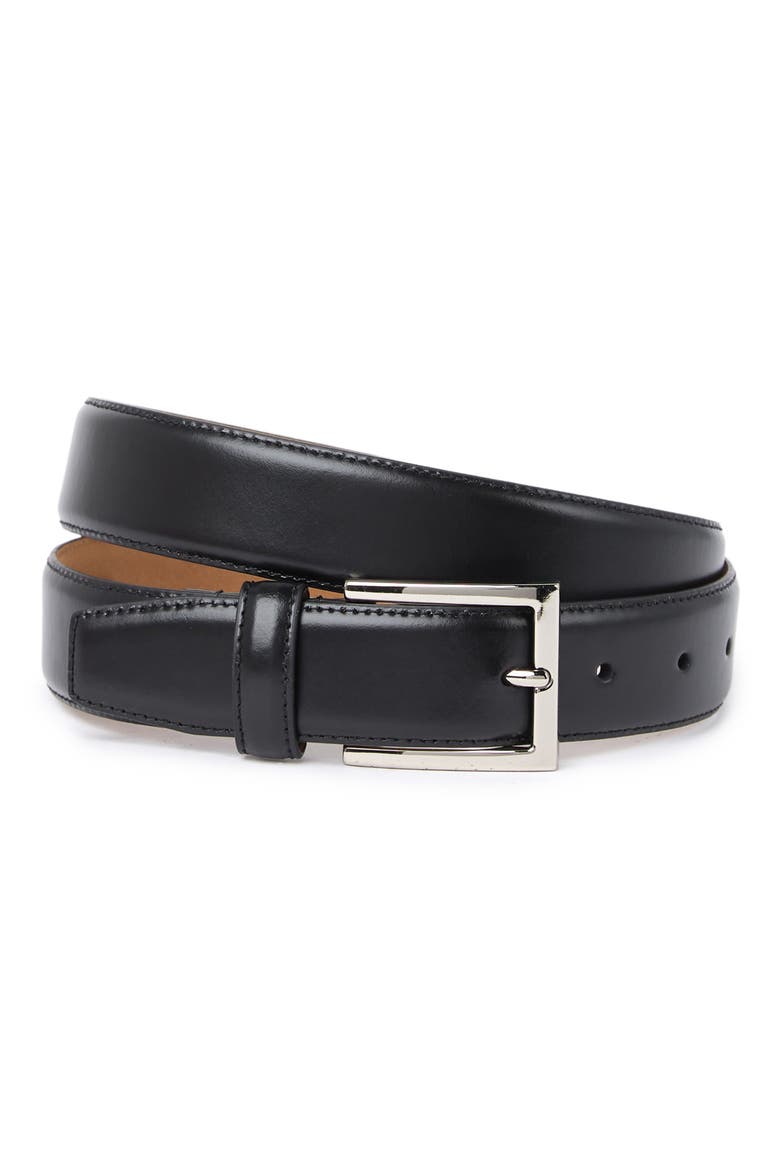 Feather Edge Leather Strap Belt, Main, color, BLACK