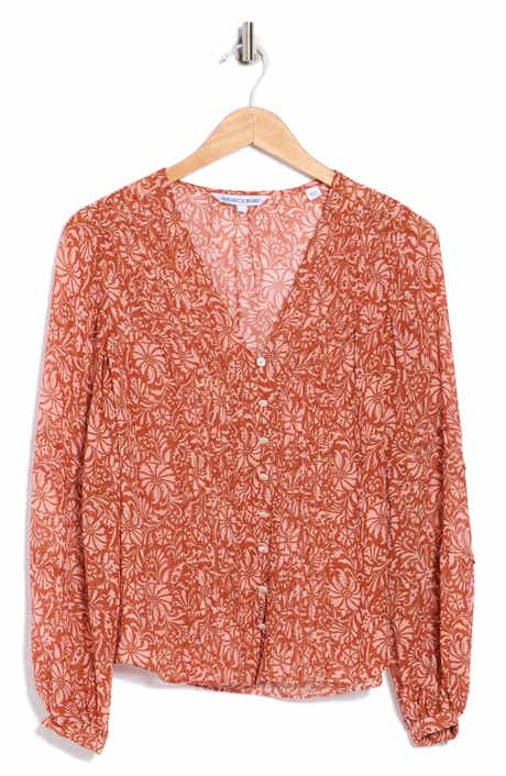 Veronica Beard Calvin Long Sleeve Silk Button-Up Top