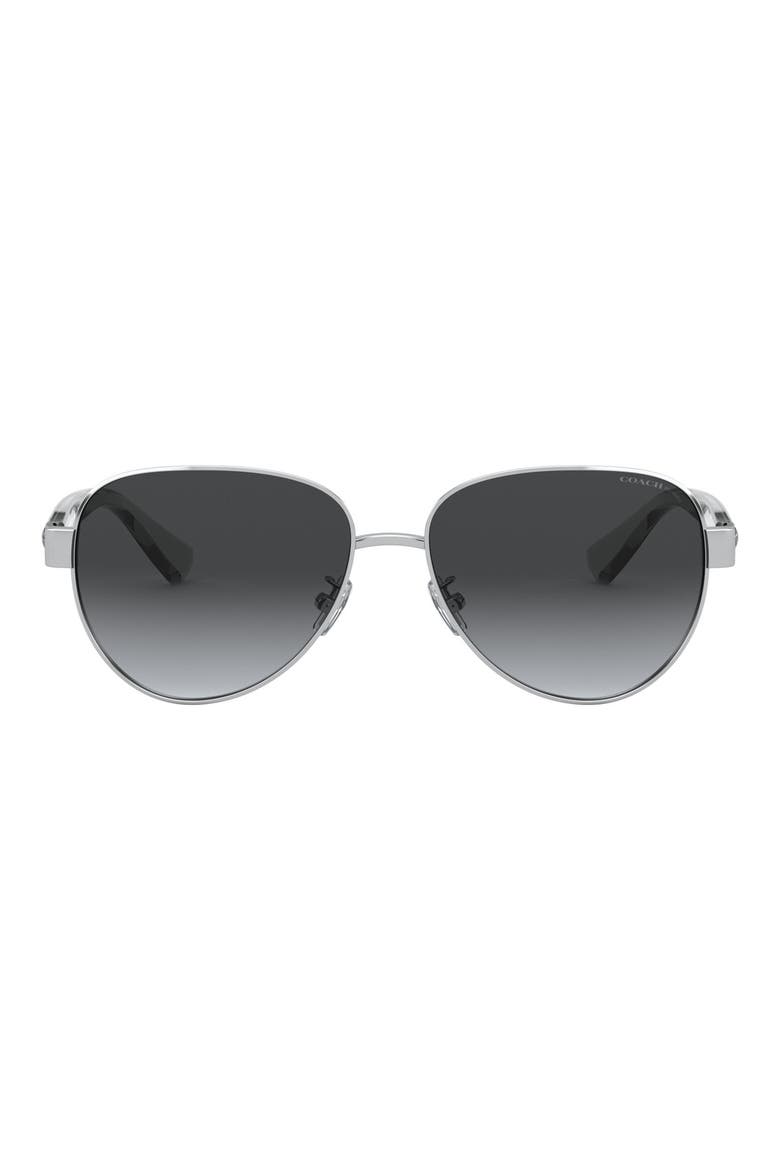 57mm Gradient Aviator Sunglasses, Main, color, SILVER
