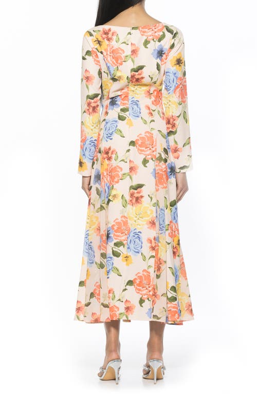 Alexia Admor Elodie Floral Long Sleeve Maxi Dress In Sand Floral