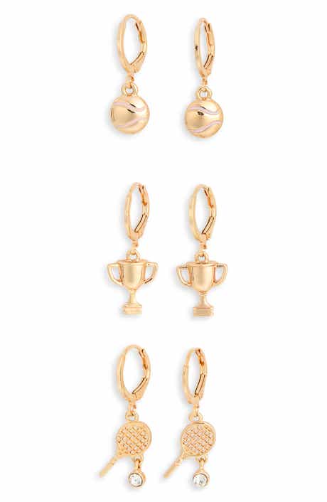 Tennis Theme Set of 3 Huggie Hoop Earrings