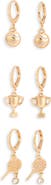 Leith Tennis Theme Set of 3 Huggie Hoop Earrings