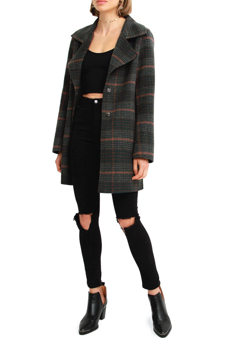 Belle & Bloom Ex-Boyfriend Plaid Wool Blend Coat, Main, color, 