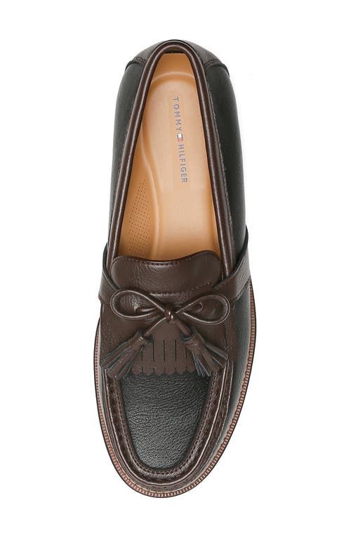 Tommy Hilfiger Sphan Kiltie Fringe Tassel Loafer In Black/dark Brown