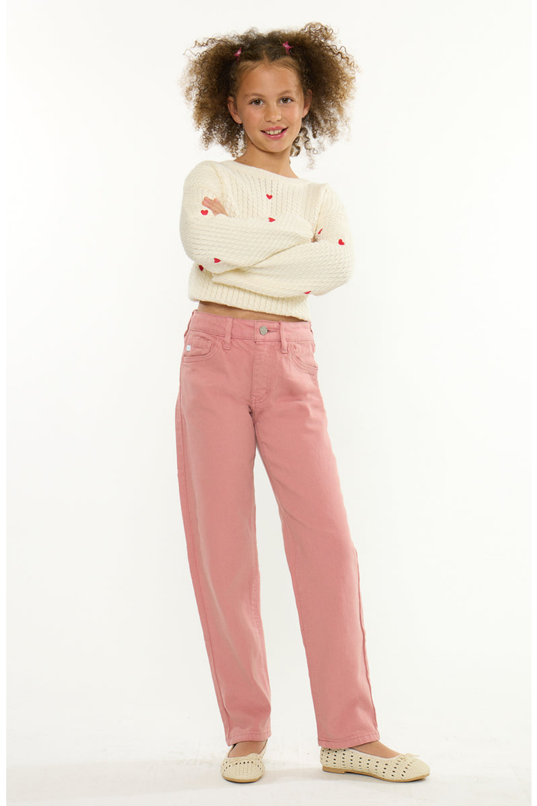 Uniqua 90's Ultra High Rise Straight Jeans, Alternate, color, Coral