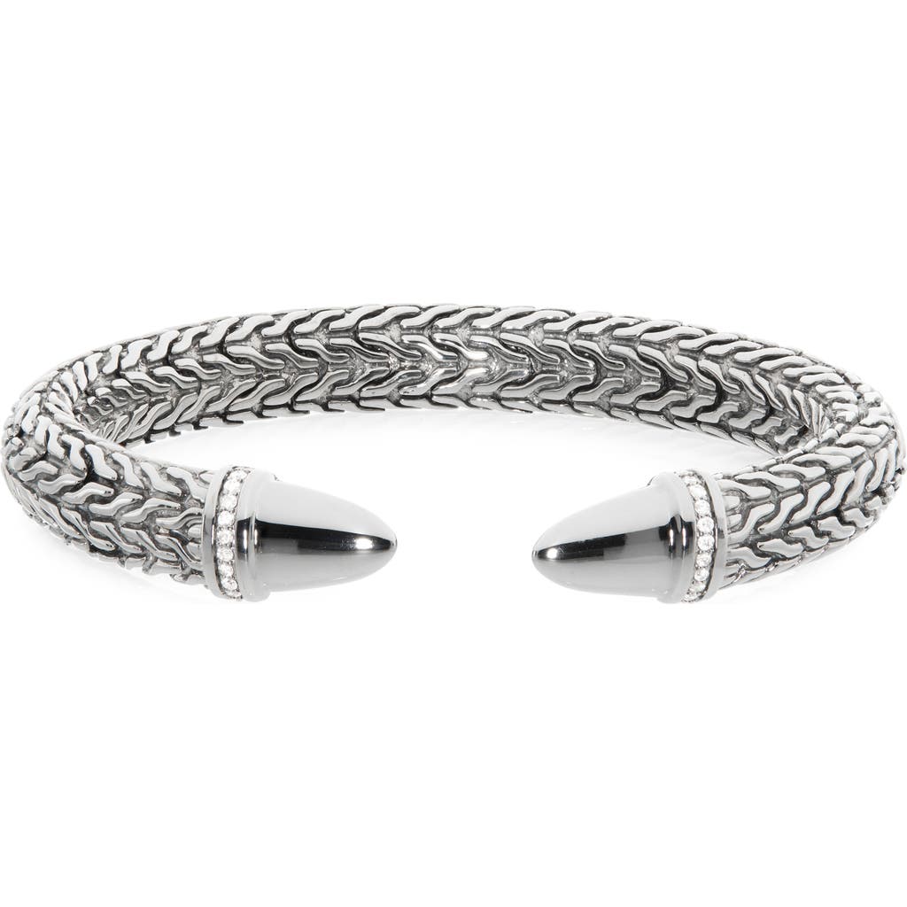 John Hardy Spear 50 Flex Cuff Bracelet, Sterling Silver, Diamonds, 8.9mm In Silver