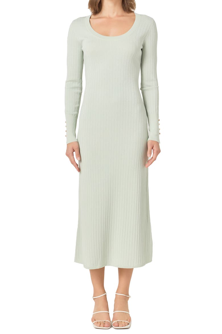 Long Sleeve Metallic Knit Dress, Main, color, SAGE