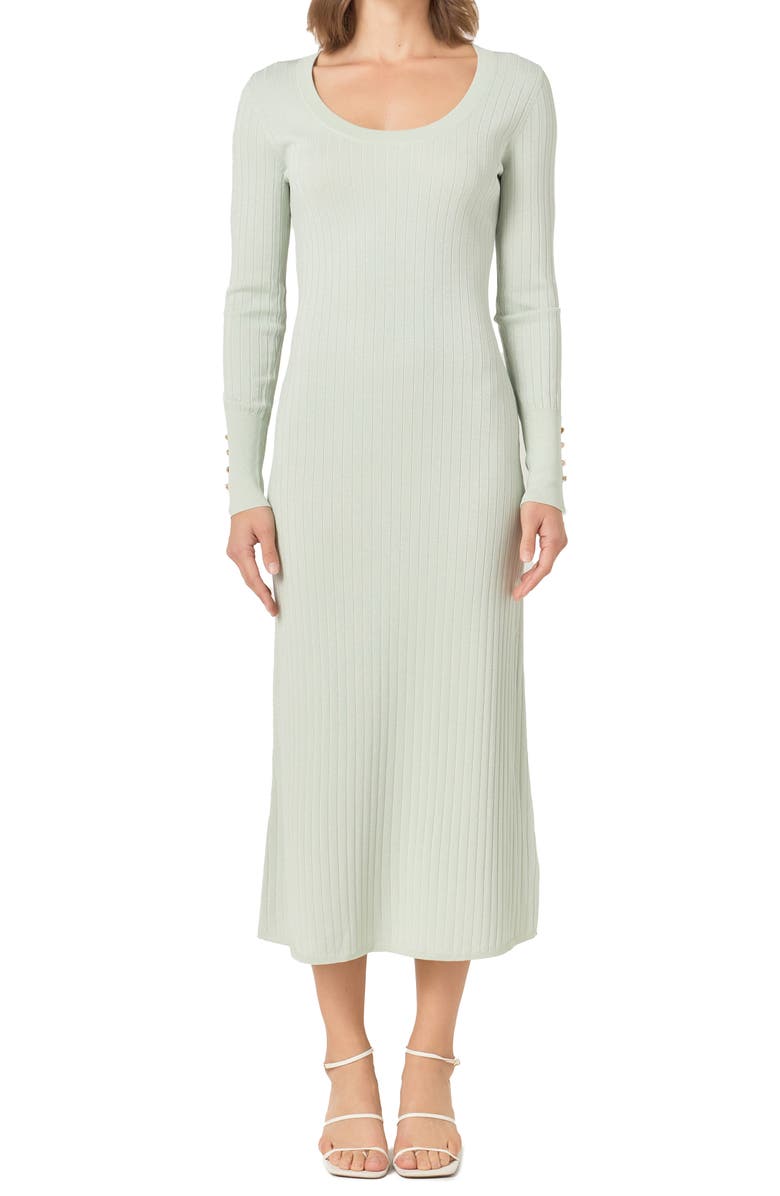 Endless Rose Long Sleeve Metallic Knit Dress, Main, color, Sage