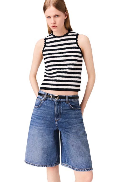 Maje Denim Bermuda Shorts In Blue