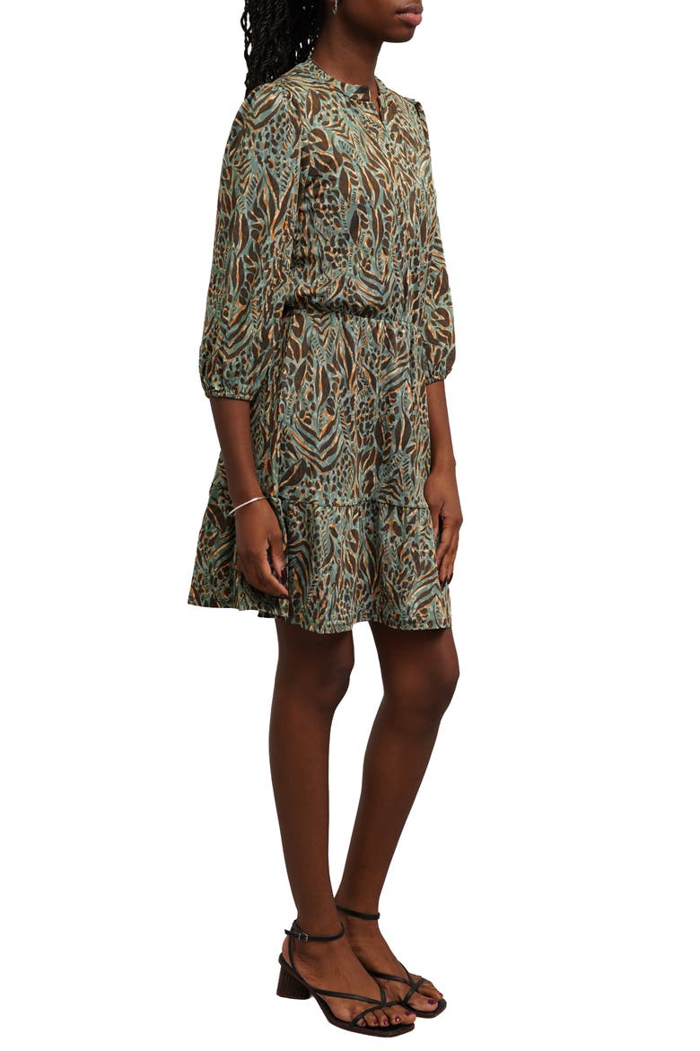 Print Tiered A-Line Dress, Alternate, color, JADE