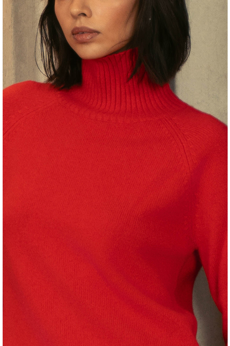 Emma Cashmere Relaxed Turtleneck Sweater, Alternate, color, Chili Oil