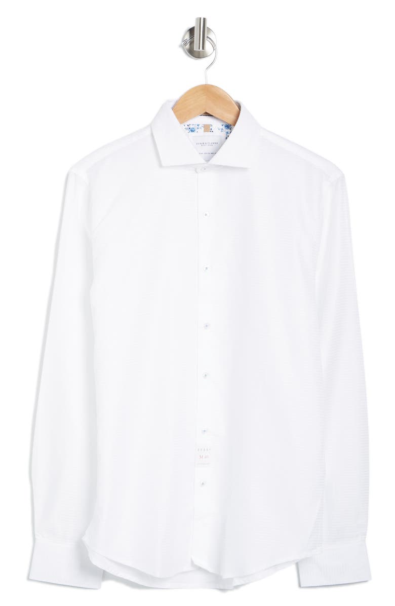 DENIM AND FLOWER Solid Dobby Tencel<sup>®</sup> Lyocell Blend Long Sleeve Button-Up Shirt, Alternate, color, White