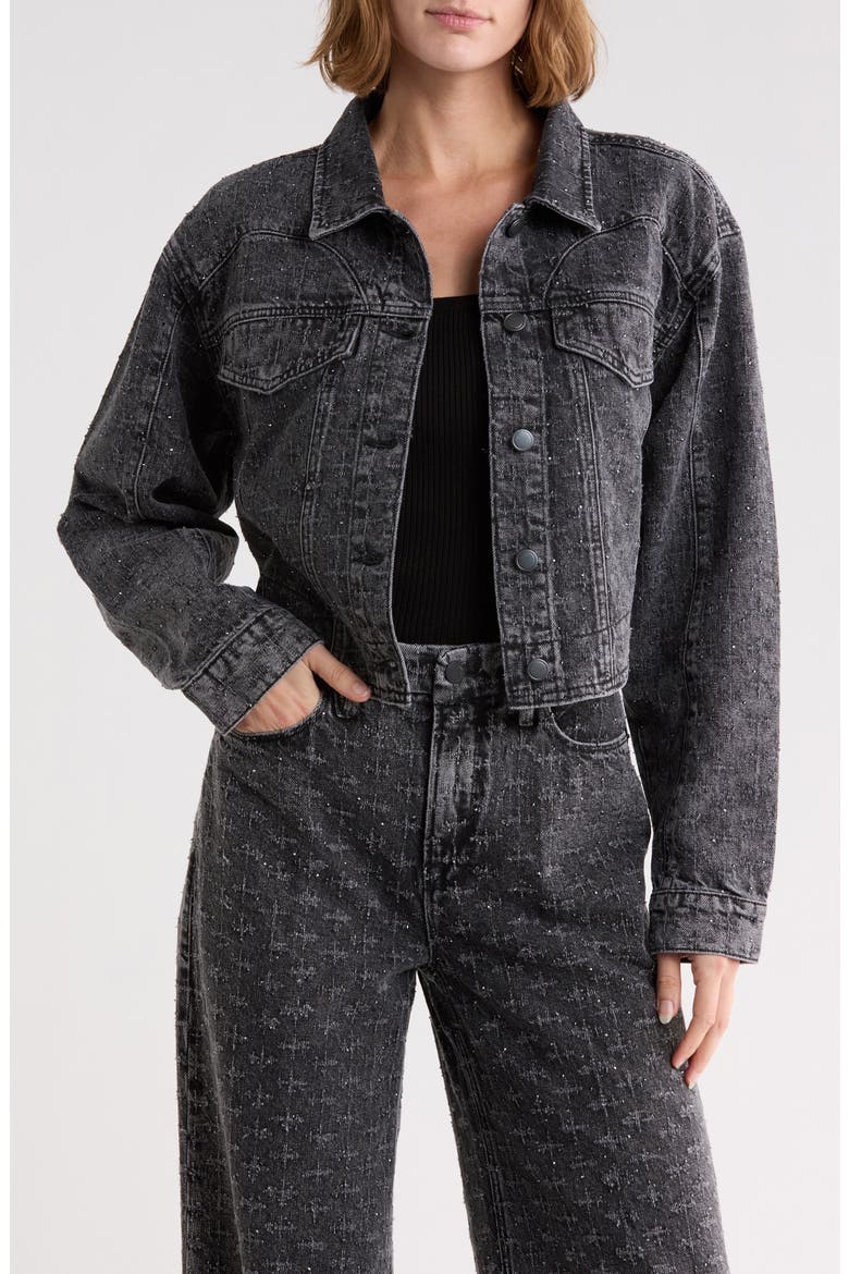 Dolly Crystal Denim Jacket, Main, color, BLACK415
