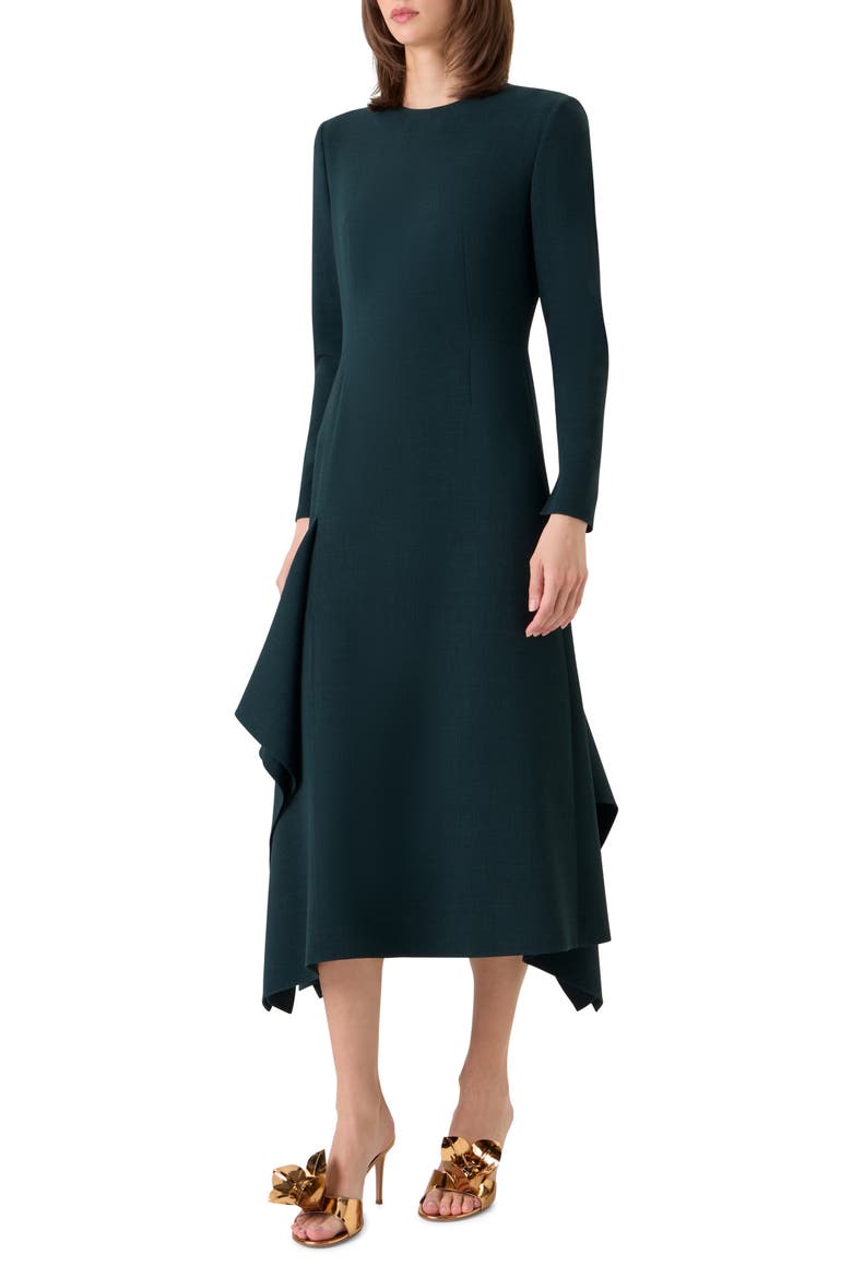 Wool Double Face Midi Dress, Alternate, color, FOREST GREEN