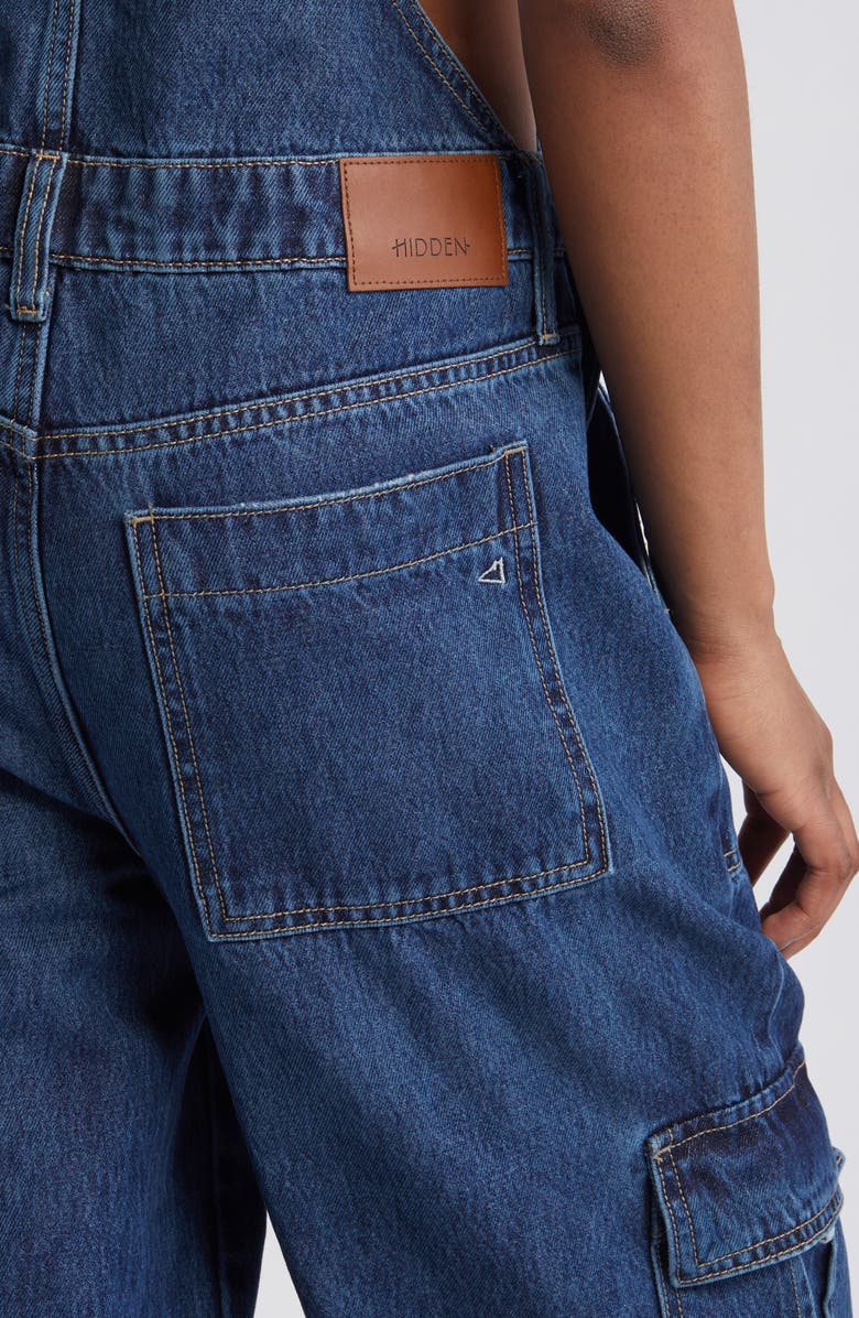 HIDDEN JEANS Baggy Denim Cargo Overalls, Alternate, color,