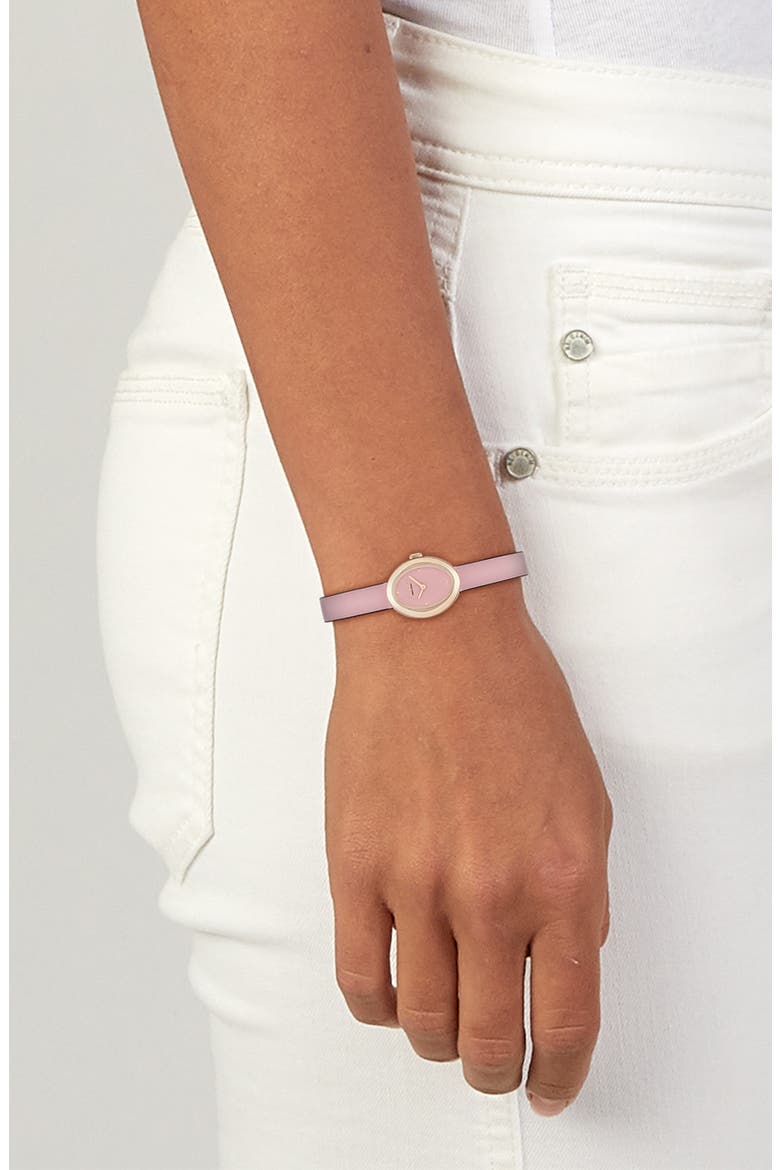 Sammy Leather Strap Watch, 22.5mm, Alternate, color, PINK