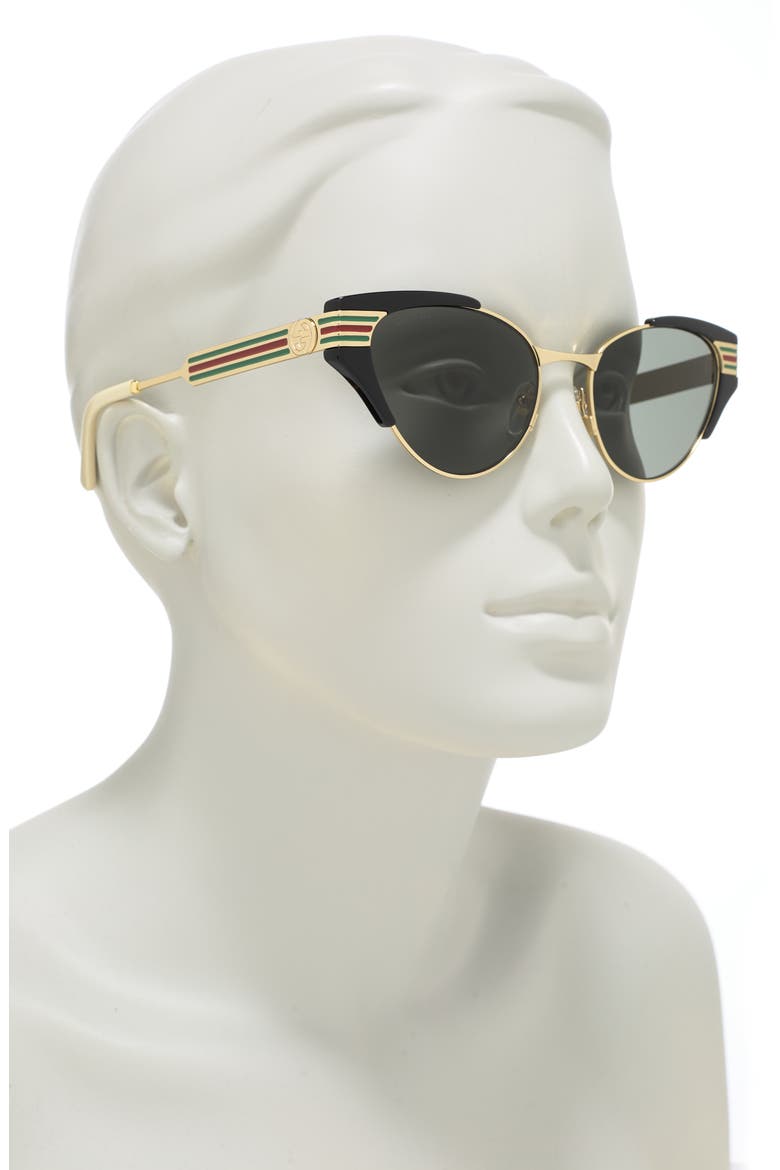 55mm Cat Eye Sunglasses, Alternate, color, BLACK GOLD GREY/GRY
