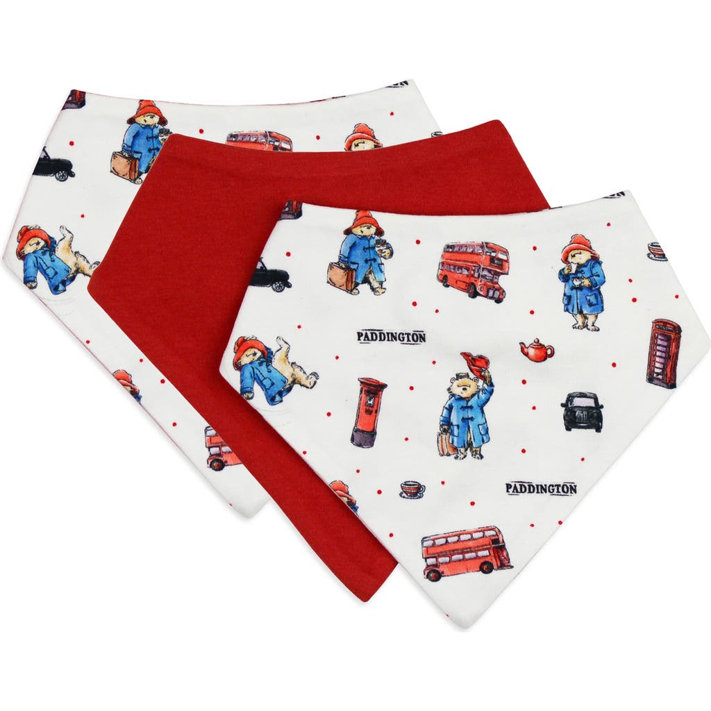 L'OVEDBABY L'OVEDBABY X PADDINGTON© ASSORTED 3-PACK ORGANIC COTTON BANDANA BIBS