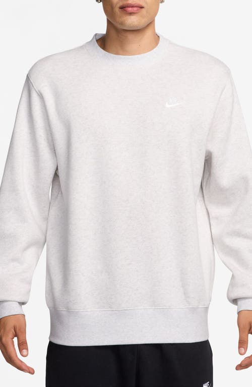 Nike Club Brushed Fleece Crewneck Sweatshirt In White