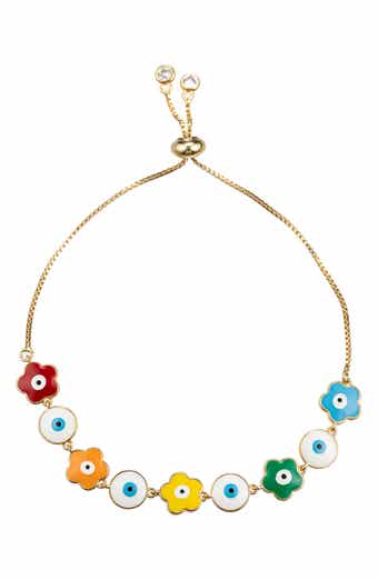 Floral Evil Eye Slider Bracelet