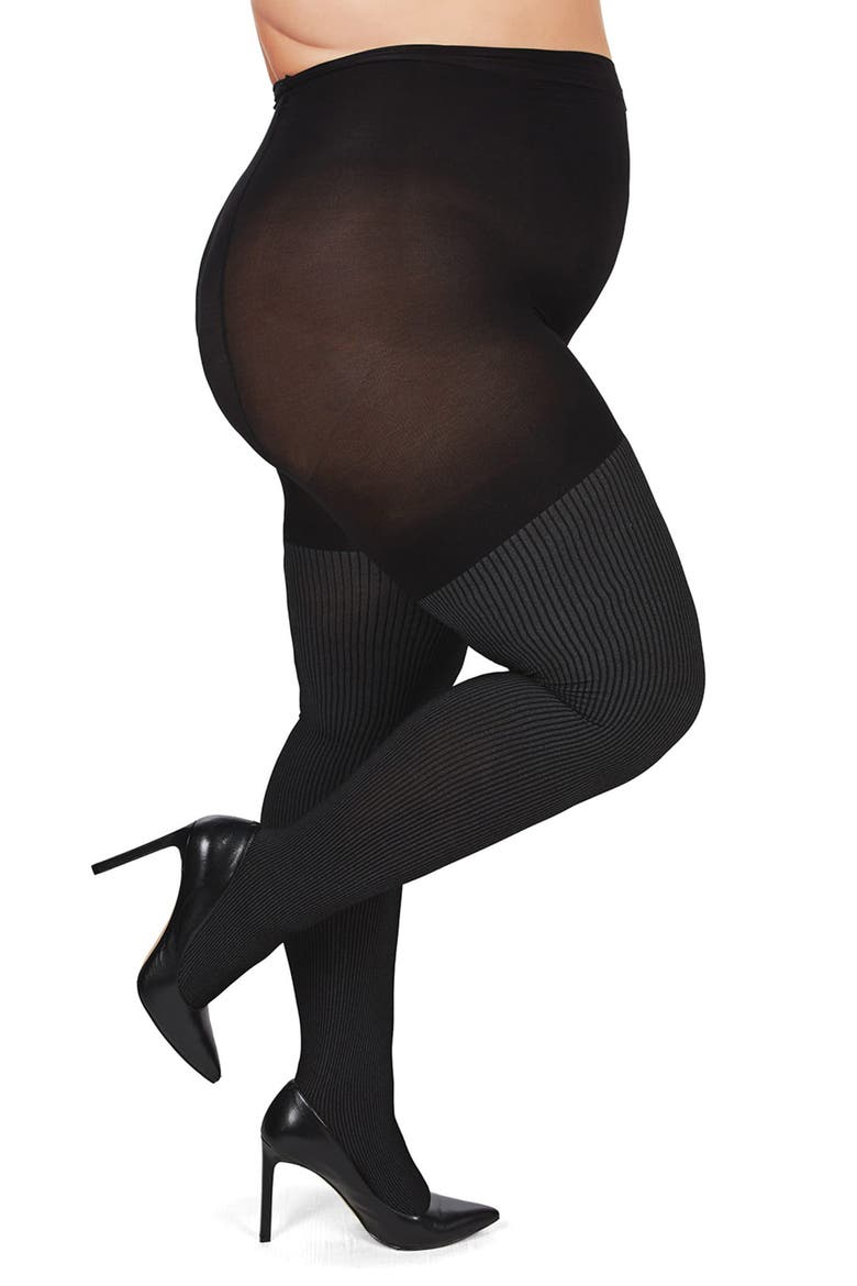 Pin Rib Shaper Tights, Alternate, color, BLACK