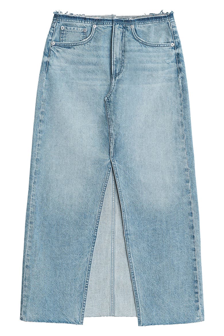 Clara Raw Edge Cotton Denim Skirt, Alternate, color, ERIN