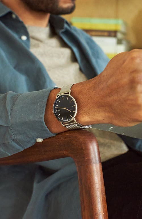 Solios Watches The Solar Classic | Black Dial In Silver Mesh Metal