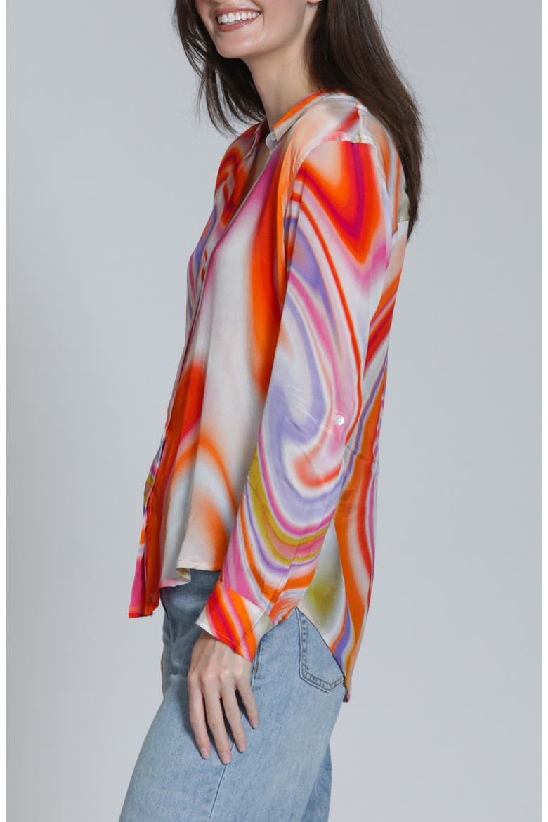 Print Button-Up Shirt, Alternate, color, ORANGE MULTI
