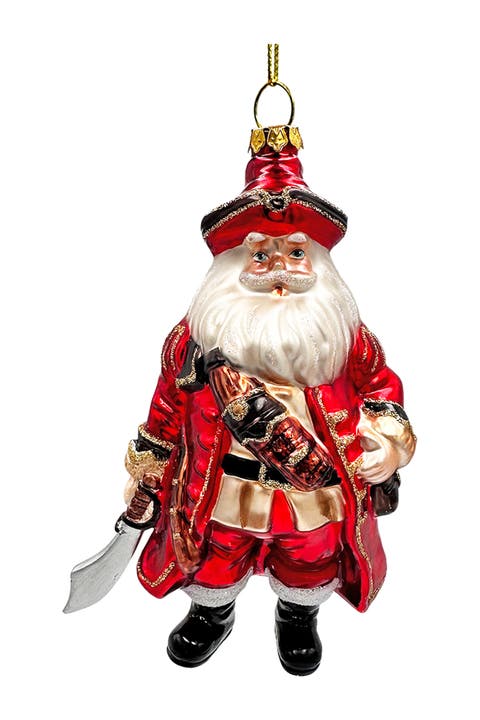 Pirate Santa With Cutlass Glass Ornament