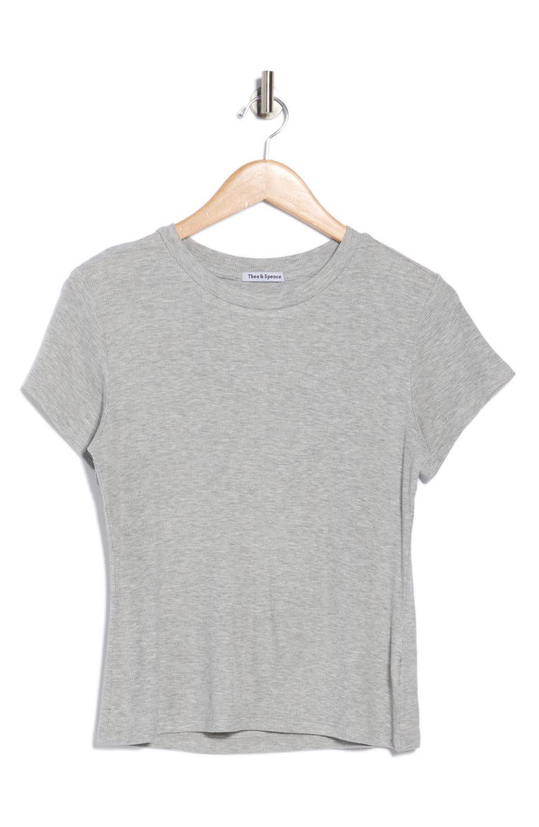 Sweet Romeo Ribbed Crewneck T-Shirt, Alternate, color, Heather Grey